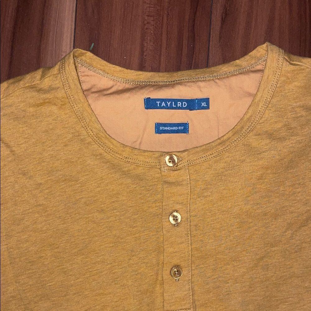 Taylrd nwt Mustard Long Sleeve Henley Shirt - Picture 2 of 5